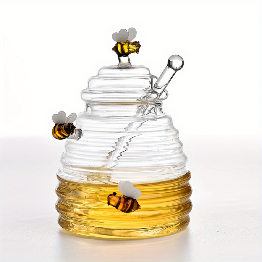 Baby Food Jars Glass - Glass Honey Jar with Dipper &