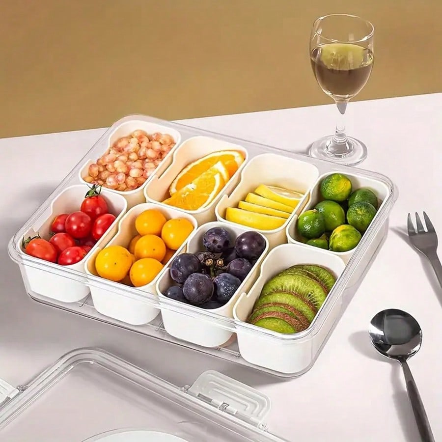 Snack Container Travel - 8 Compartments Divided Snack Container With