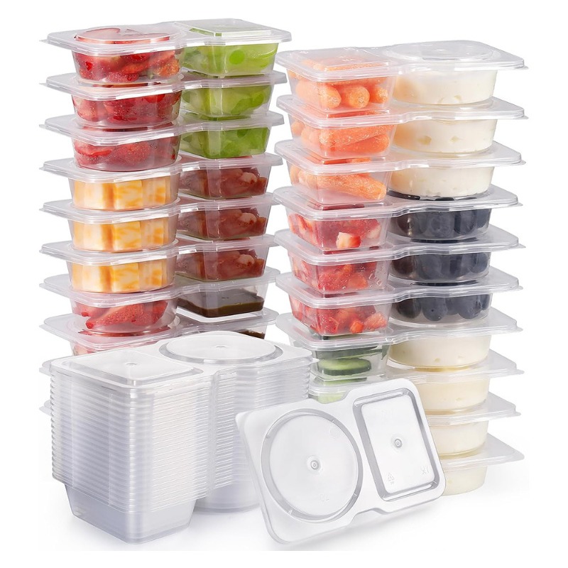 Snack Container Travel - 5/10/20/40PCS Double Compartment Seasoning Container with