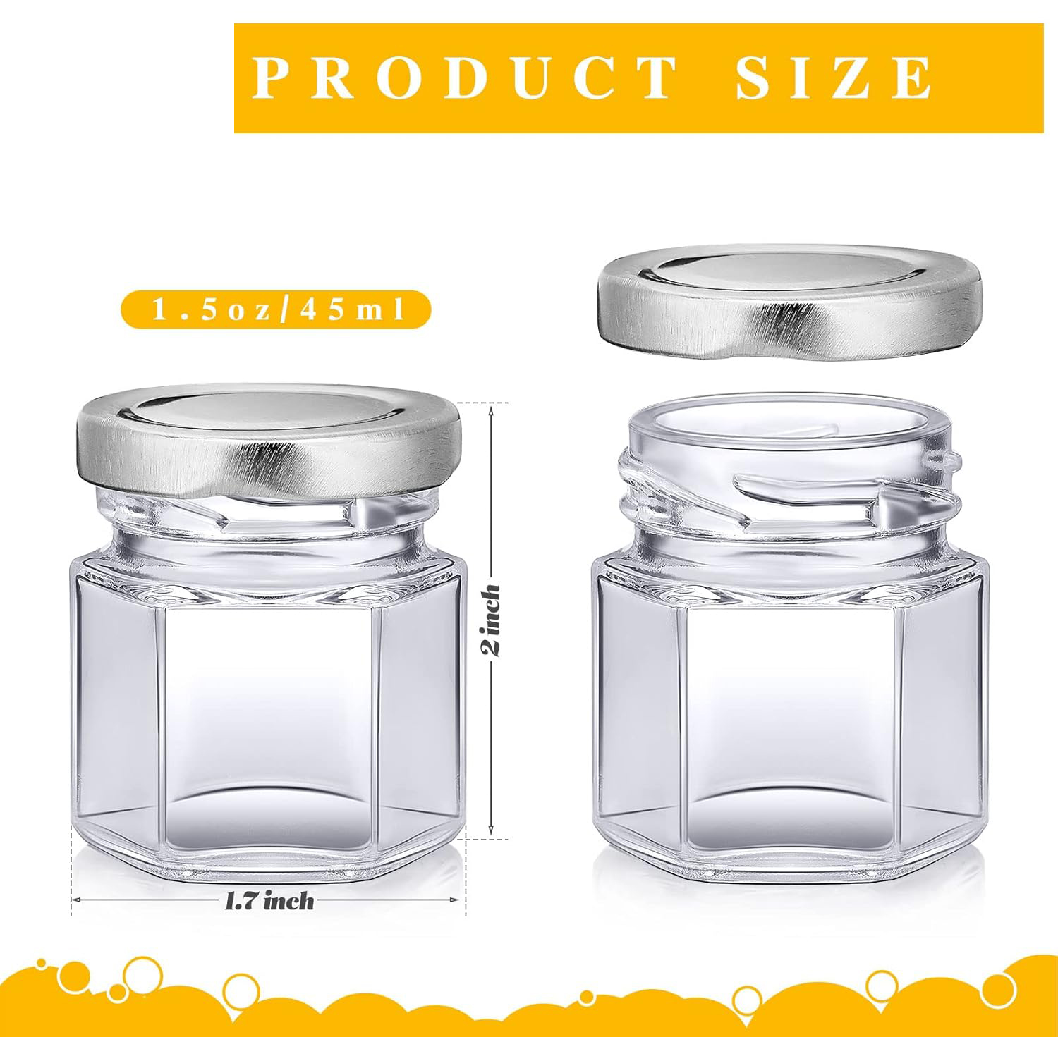 1.5oz Mini Hexagon Glass Jars  - Baby Food Jars Glass 评论和价格