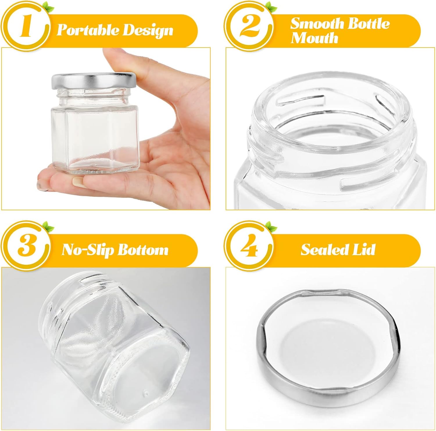 1.5oz Mini Hexagon Glass Jars  - Baby Food Jars Glass 评论和价格