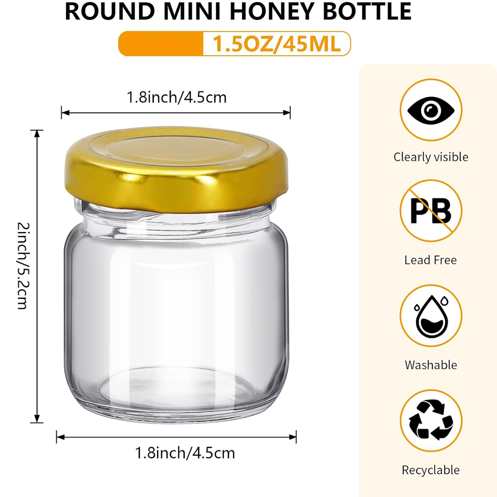 1.5 oz Round Mini Clear Honey  - Baby Food Jars Glass 评论和价格