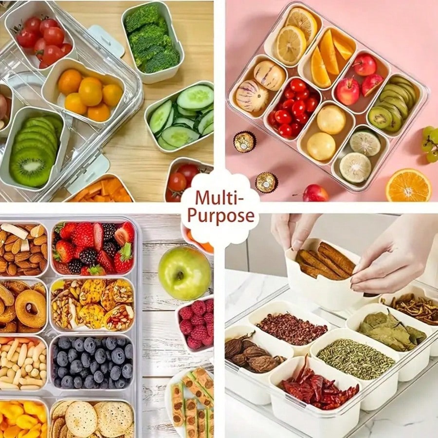 8 Compartments Divided Snack C - Snack Container Travel 评论和价格