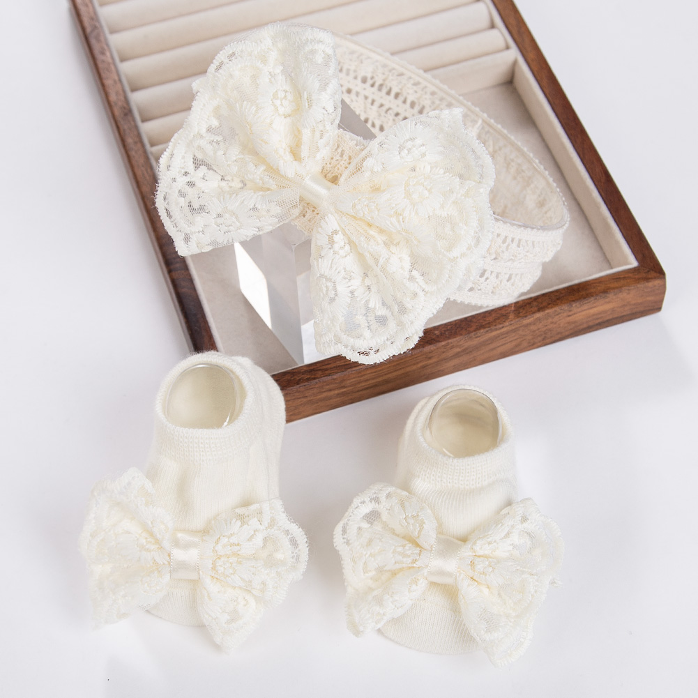3Pcs/Set Cream Lace Baby Headb - Baby Food Jelly 评论和价格