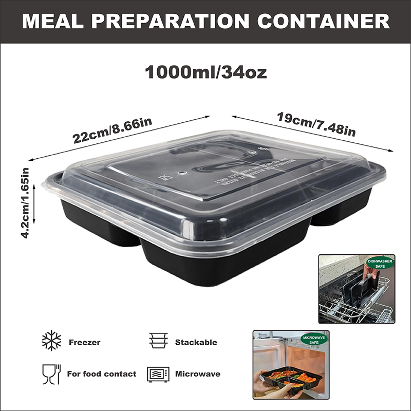 3-Compartment 34 Oz/1000 Ml, 1 - Snack Container Travel 评论和价格